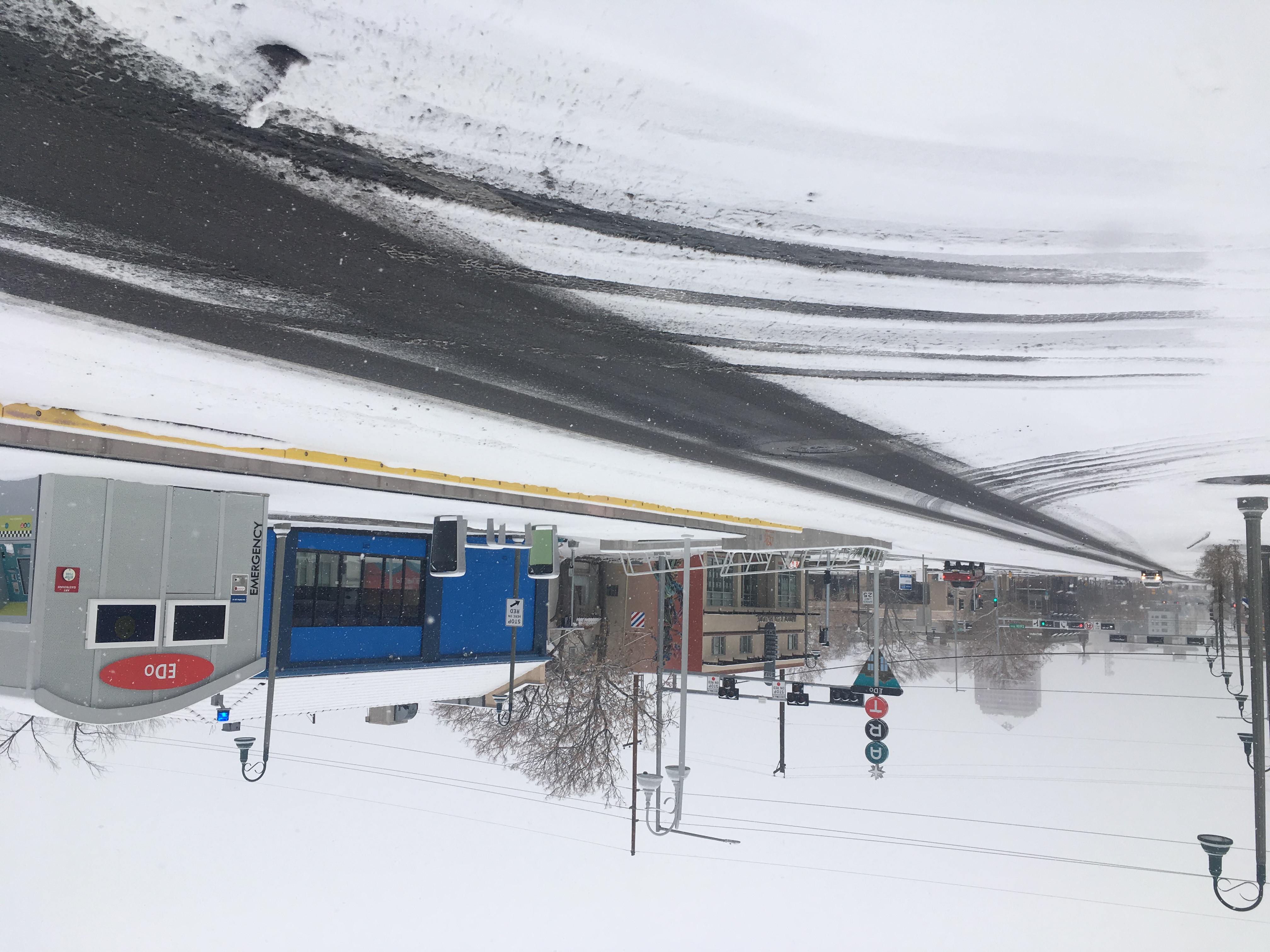 Albuquerque Rapid Transit on Central Avenue during a snowy day in East Downtown Albuquerque
