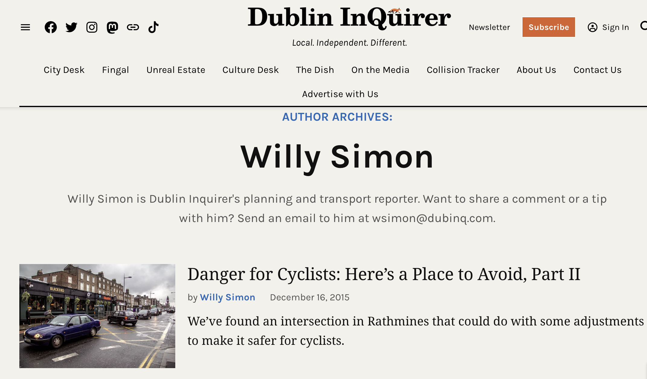 Screenshot of Dublin Inquirer Article